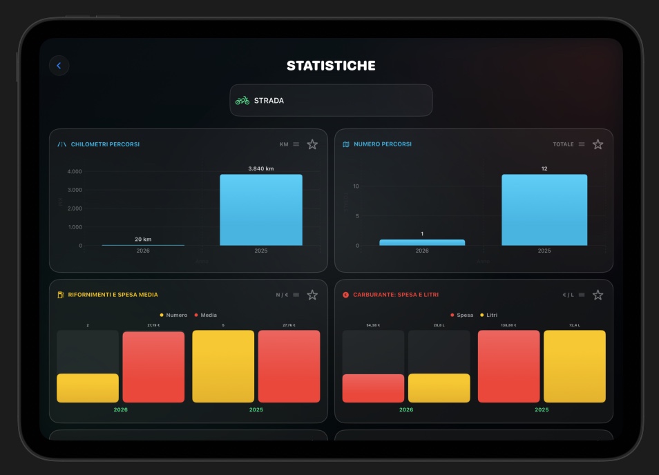 Statistiche annuali in NeoGauge per iPad